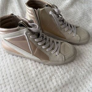 ShuShop Women's Cream and Tan High-Top Sneakers